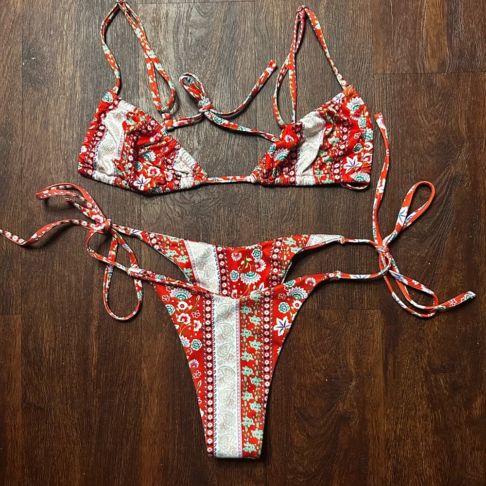 Orange Floral Bikini Set